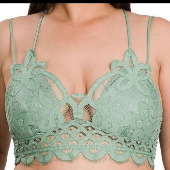 Zenana Dusty Green Plus Size Bralette - Picture 1 of 11